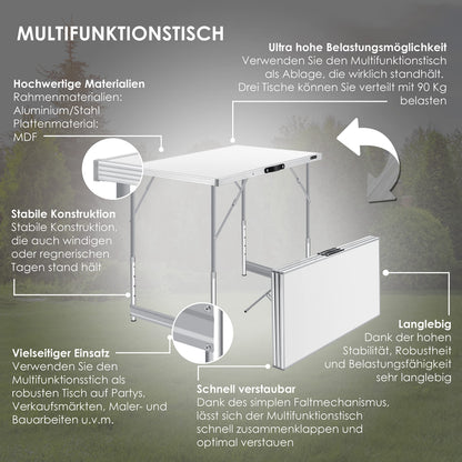 KESSER® Multifunktionstisch Profi 3-teilig Klapptisch 100x60cm