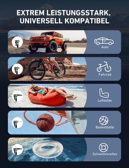 AstroAI Luftpumpe Auto 12V 230V, Kompressor 10,3 bar mit LCD-Display