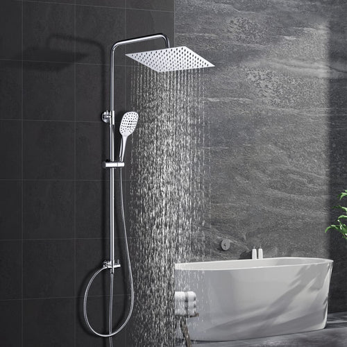 Görbach Edelstahl Duschsystem SJ-E3030CP Regendusche - Chrom. Verchromtes Edelstahl-Duschsystem mit großem Regenduschkopf für sanftes Duschen.