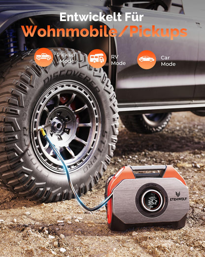 ETENWOLF Vortex S6 Elektrische Luftpumpe Akku 19200 mAh 11 Bar