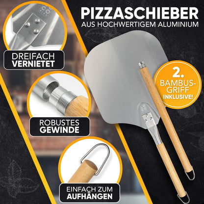Loco Bird Pizzastein Set für Backofen & Gasgrill mit Pizzaschieber
