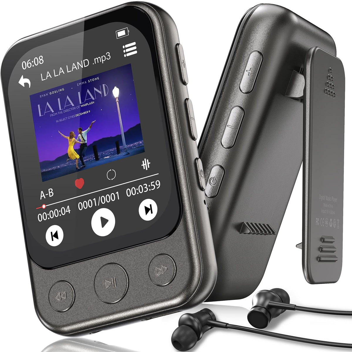 ODEJOI X90 MP3-Player Bluetooth 5.3, 64 GB, Touchscreen & Lautsprecher mit Clip