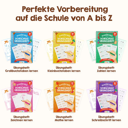 Edubini Magische Vorschule Übungshefte 6er Set mit Stift, ab 5 Jahren