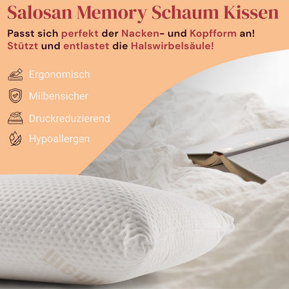 Salosan Nackenkissen Memory-Schaum orthopädisch 80x40x15 cm