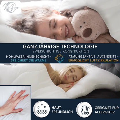 Moon Ganzjahresdecke 135 x 200 cm mit Kopfkissen 80 x 80 cm, 2er Pack