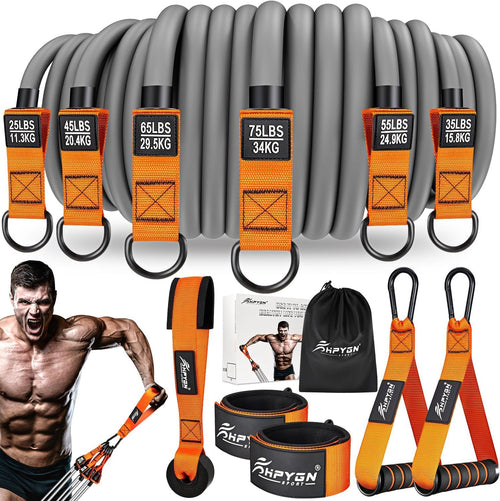 HPYGN Widerstandsbänder Set 300lbs - Expander Tubes: Mehrere farbige elastische Bänder für Krafttraining, Muskelaufbau & Rehabilitation.