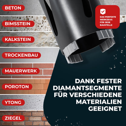 Fortura Diamantbohrkrone SDS Plus Ø42-162mm 200mm Kernbohrer