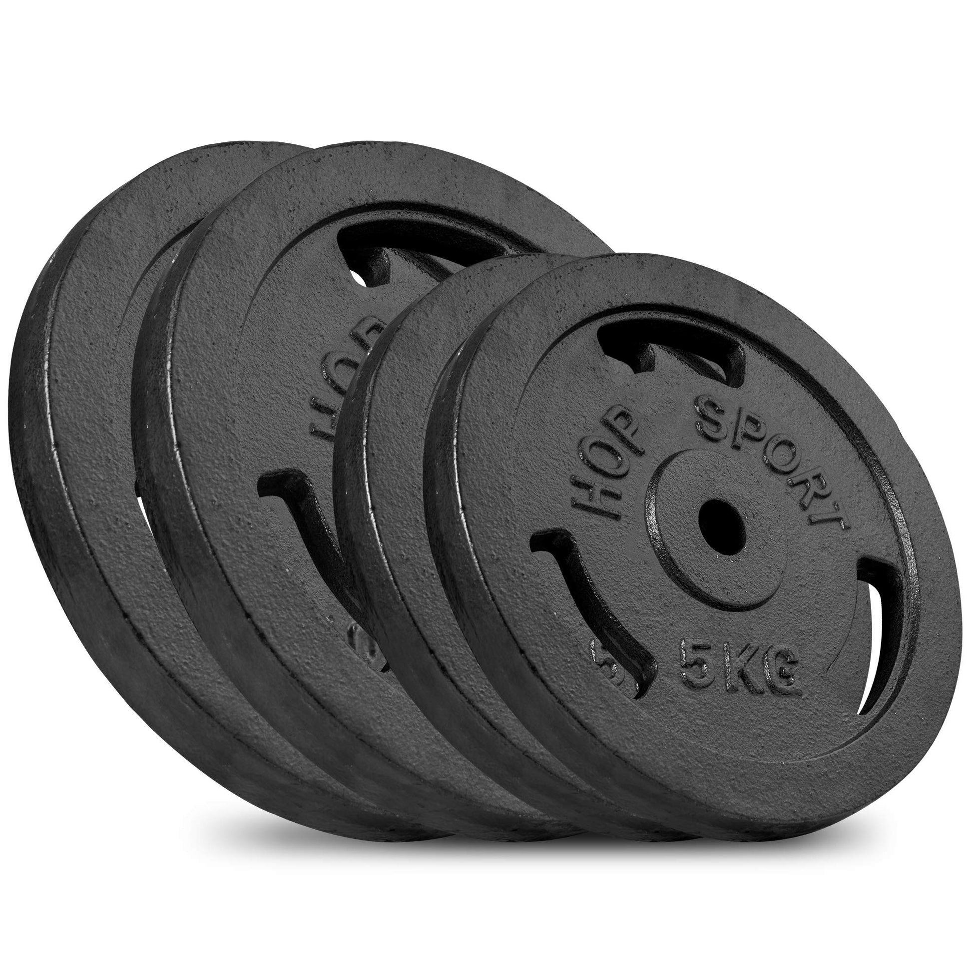 Hop-Sport Gusseisen Hantelscheiben Set 30kg - 31mm Loch. Dunkle Gusseisenscheiben für Krafttraining zum Erhöhen des Hantelgewichts.
