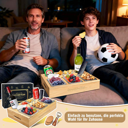EKXXHVLS Couchbar Snackbox Sofatablett mit 3 Snackschalen, schwarz