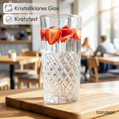 Konzept 11 Trinkgläser Set 12-teilig, 300 ml, transparent geriffelt