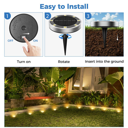Peasur Solar Bodenleuchten Aussen 12 Stück, 8 LED, warmweiss