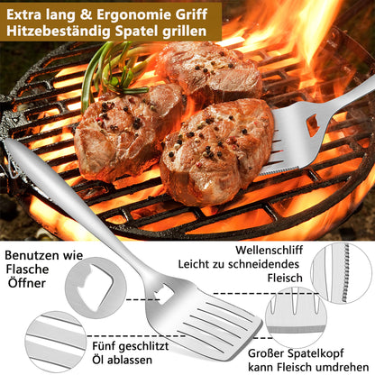 Herogo Grillbesteck Set 6-teilig Edelstahl mit Tragetasche