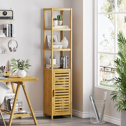 VIAGDO Badezimmer Hochschrank Bambus – 3 Fächer & Schrank