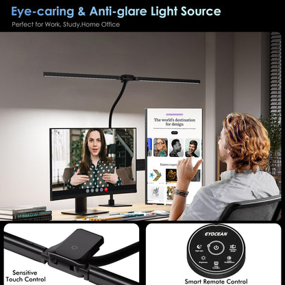 EYOCEAN Doppelkopf Monitorlampe – Dimmbar mit Fernbedienung