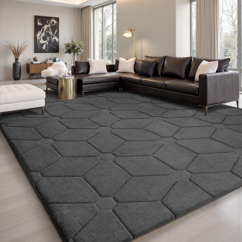 Sour Lemon Wohnzimmer Teppich 160x230cm. Grau, rechteckig. Zum Auslegen im Wohnzimmer, maschinenwaschbar.