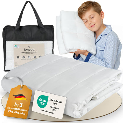 LUNOVA Gewichtsdecke Kinder 4 kg, 135 x 200 cm, Baumwolle