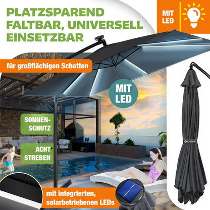 KESSER Ampelschirm rechteckig mit Kurbel 250 x 250 cm Anthrazit