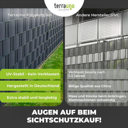 TerraUno Sichtschutzstreifen für Doppelstabmatten, Polypropylen, 26 m