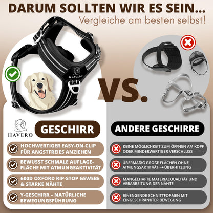 HAVERO Easy-On-Clip Hundegeschirr mit Y-Schnitt, Schwarz, L