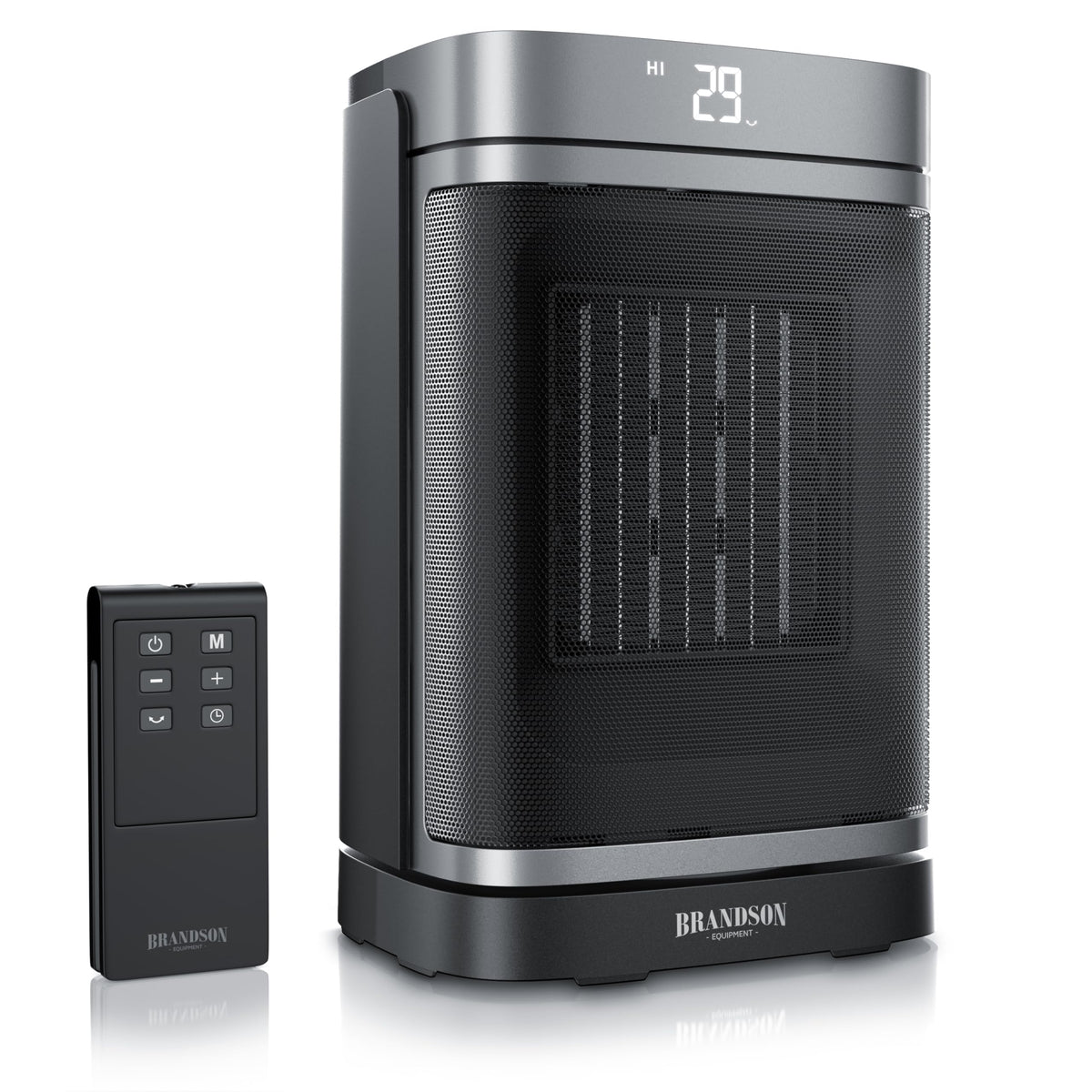 Brandson Keramik-Heizlüfter 1500 W mit Fernbedienung und ECO-Modus, kompakt mit mattem Finish und LED-Display