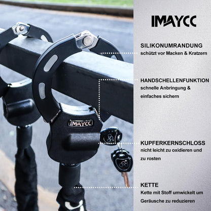 IMAYCC E-Scooter Schloss, Handschellenschloss mit Kette, 94 cm
