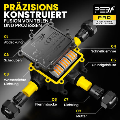 PEBA Abzweigdose IP68 wasserdicht, 3-Wege, Kabel 4-14 mm, 4 Stück