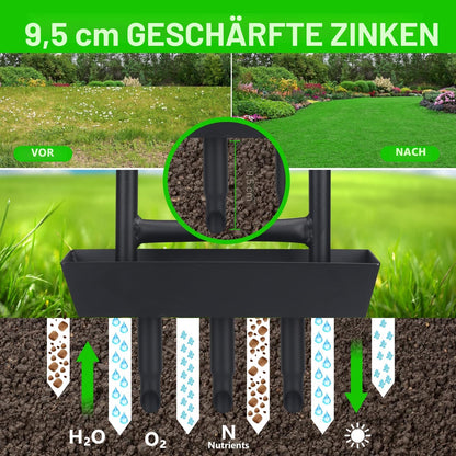 MEIIOFS Rasenlüfter, Hohlzinken-Aerifizierer mit Auffangschale
