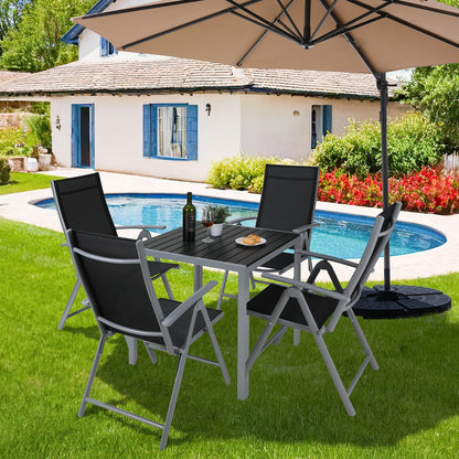 LIFERUN Gartentisch Aluminium WPC 75x75 cm, Balkontisch Silber-Grau
