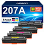 NOGIVY 207A 207X Toner mit Chip kompatibel für HP – 4er-Pack: Vier viereckige, farbige Tonerkartuschen zum Drucken in HP Laserdruckern.