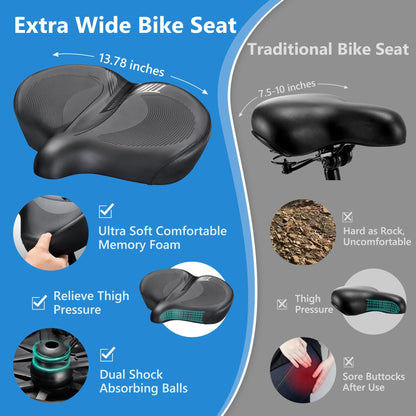 DAWAY W60 Fahrradsattel extra breit, ergonomisch, Memory-Schaum