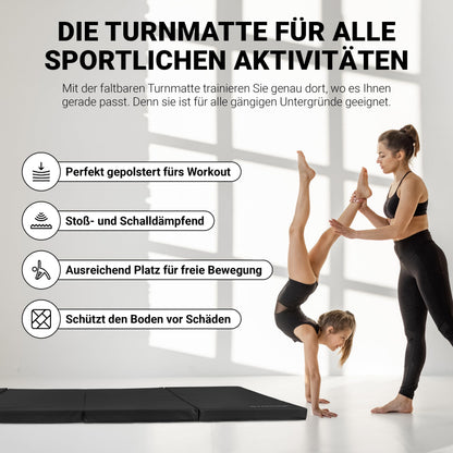 MSPORTS Turnmatte Premium Klappbar - Schwarz 190x80x5 cm