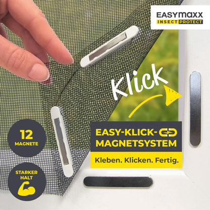 EASYmaxx Fliegengitter Fenster Magic Click, 4 Stück, 150 x 130 cm