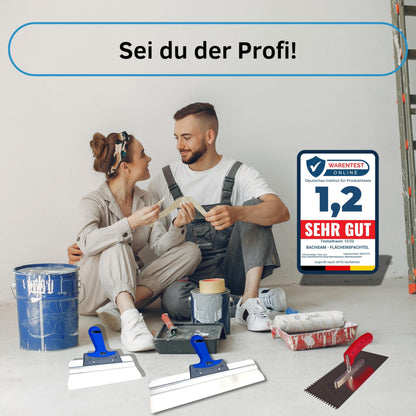 BACHSAM® Flächenspachtel Set – 25, 40, 60cm Trockenbau Werkzeug