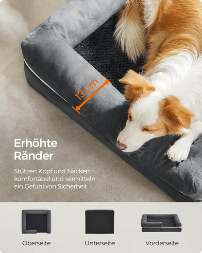 Feandrea Orthopädisches Hundebett, waschbar, 91 x 63 cm, dunkelgrau