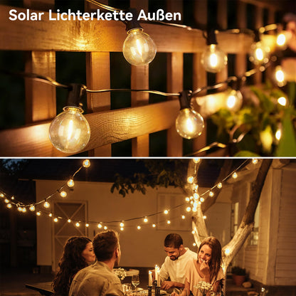 Hopexy Solar Lichterkette aussen 30 m, 52 G40 LED, IP65, Fernbedienung