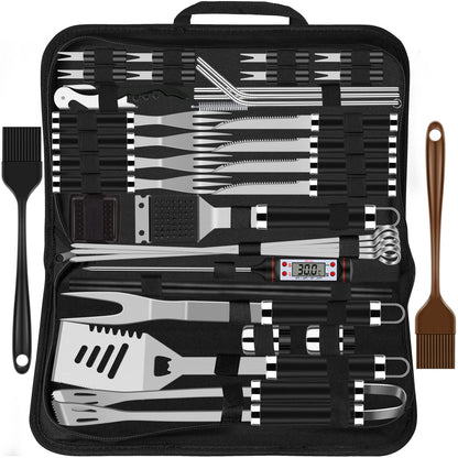 Grilliance BBQ-Grillbesteck-Set 38-teilig aus Edelstahl mit Koffer in Schwarz