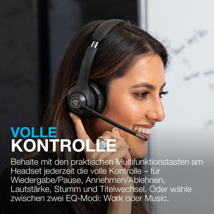 JLab Go Work 2nd Gen Bluetooth Headset mit Mikrofon & USB-C-Dongle