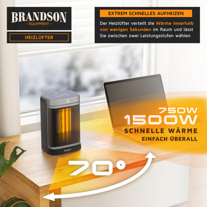 Brandson Keramik-Heizlüfter 1500 W mit Fernbedienung und ECO-Modus