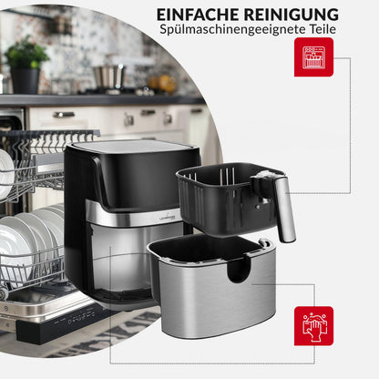 LEHMANN Heissluftfritteuse XL 6,5 L mit 8 Programmen, Air Fryer
