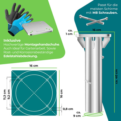 KESSER Universal-Bodenplatte Sonnenschirmständer aus Metall, Silber