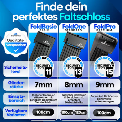 NEXTCOVER® FoldPro Hochsicherheits Faltschloss – 100 cm Halterung