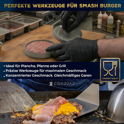 COARJAP Smash Burger Set 7-teilig, Edelstahl 304 mit Burgerpresse