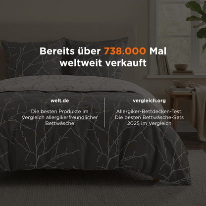 BEDSURE Bettwäsche-Set 220x240 cm Baumwolle Grau 3-teilig