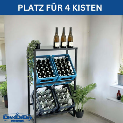 DanDiBo Getränkekistenregal 4 Kisten mit Ablage schmal Metall 96547