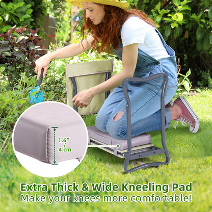 Ohuhu Kniebank 2-in-1 Gartenhocker klappbar mit Werkzeugtasche