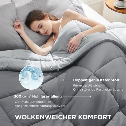 BEDSURE Bettdecke 240x220 cm Ganzjahresdecke, Grau/Hellgrau