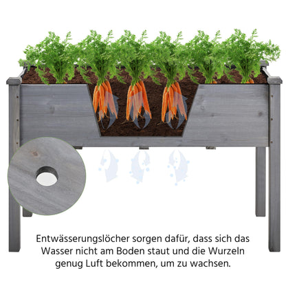 Yaheetech Hochbeet Pflanzkasten aus Holz, grau, 120,5 × 59 × 76 cm