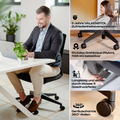 VALKENSTOL M2 Ergonomischer Bürostuhl – ohne Armlehne, Kopfstütze