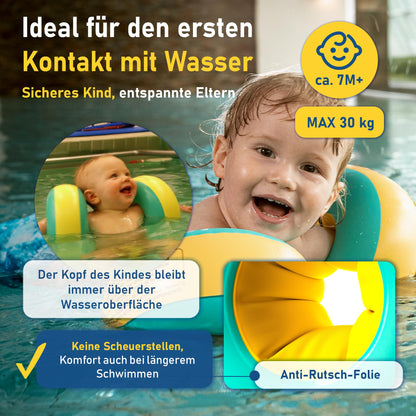 Kraulquappen Schwimmflügel für Babys und Kleinkinder, Gelb-Grün
