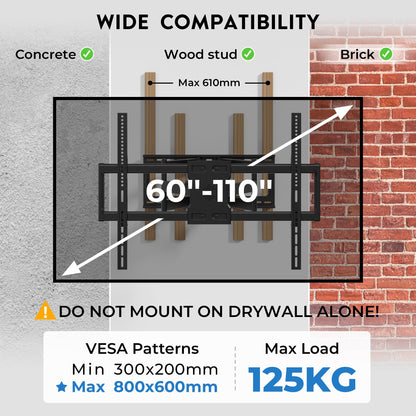 BONTEC TV Wandhalterung für 60–110 Zoll TVs bis 125 kg, schwenkbar